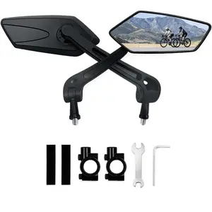Bike Mirror Handlebar Mount, 360° Adjustable HD Wide Angle Rear View Mirror for Bicycle, Scratch Resistant & Reflective with Enhanced Visibility, Fit for Bike, E-bike, Scooter, Left+Right