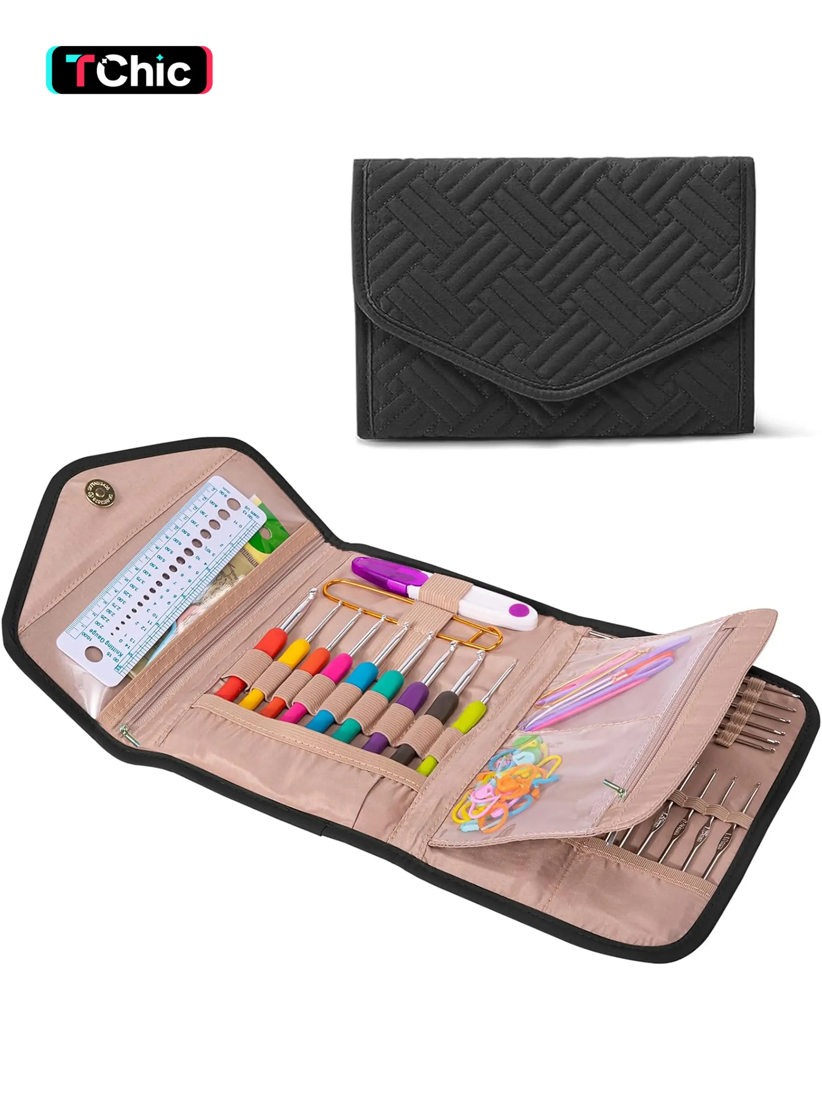 Crochet Hook Case - Foldable Organizer - Knitting & Crochet Supplies Holder - Crochet Storage