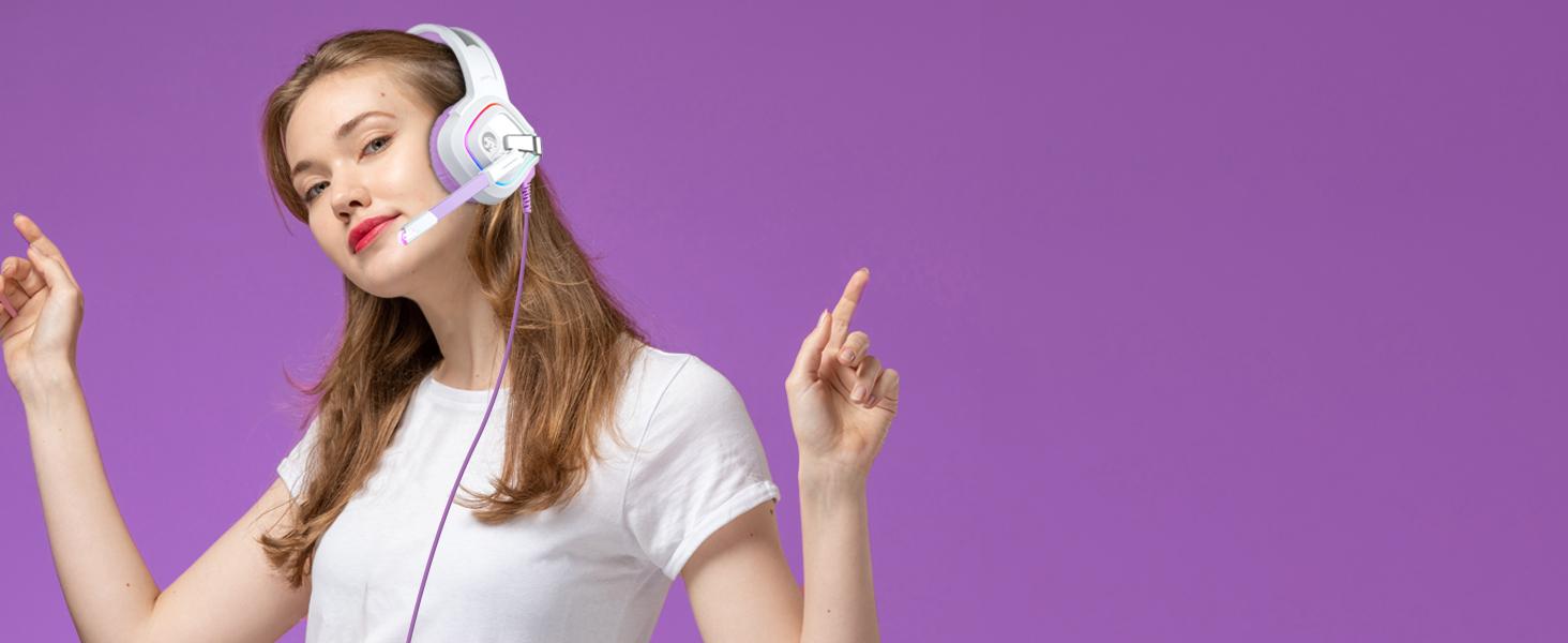 Purple Gaming Headset for PC, PS4, PS5, Xbox One, Xbox Series S/X, Switch, Noise Canceling Microphone, Stereo Surround Sound, 3.5mm Wired Gaming Headphones Purple Gaming Headset for PC, PS4, PS5, Xbox One, Xbox Series S/X, Switch, Noise Canceling Microphone, Stereo Surround Sound, 3.5mm Wired Gaming Headphones