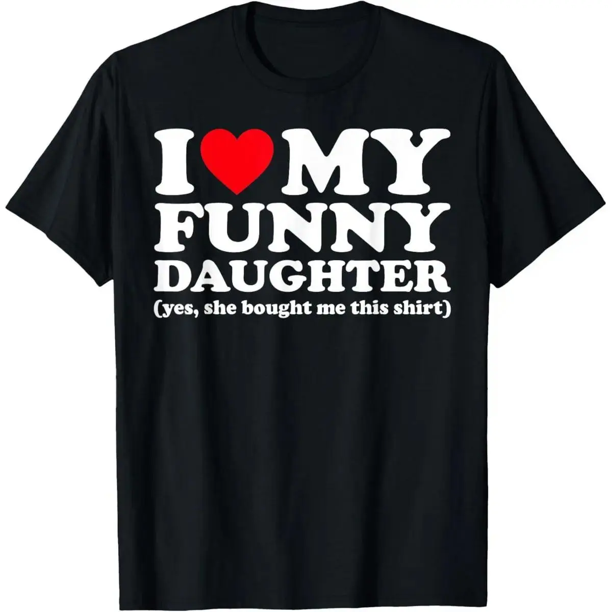 Women's Pure Cotton Funny Graphic Short-Sleeve T-Shirt - "I Love My Funny Daughter - Yes, She Bought Me This", Loose-Fitting Basics Clothes, Round Neck, Heat Transfer Print, Breathable, All-Season Mom Humor Top for Mother's Day, Funny T Shirt