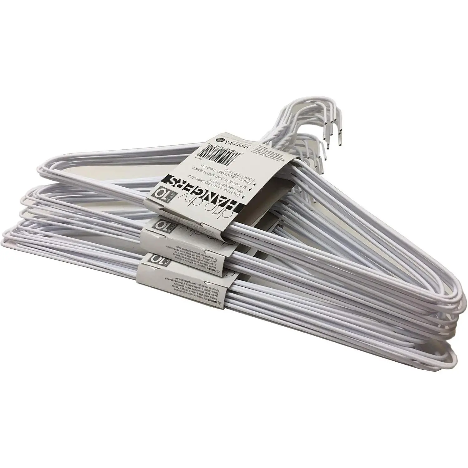 Set of 30 Wire Hangers Galvanized Steel Metal Coat Clos Hangers with Plastic Coating White Color 16" (40.5Cm) Wide - 13 Gauge