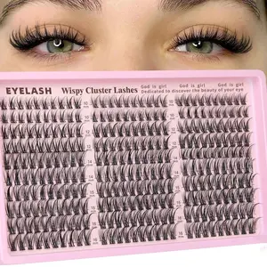 Wispy Eyelash Extensions Kit, Natural DIY Lash Extension Set, 10-16mm, 300 Pieces, C-Type Curl, Single Lash Clusters, No Tweezers Included, Natural Wispy Lashes