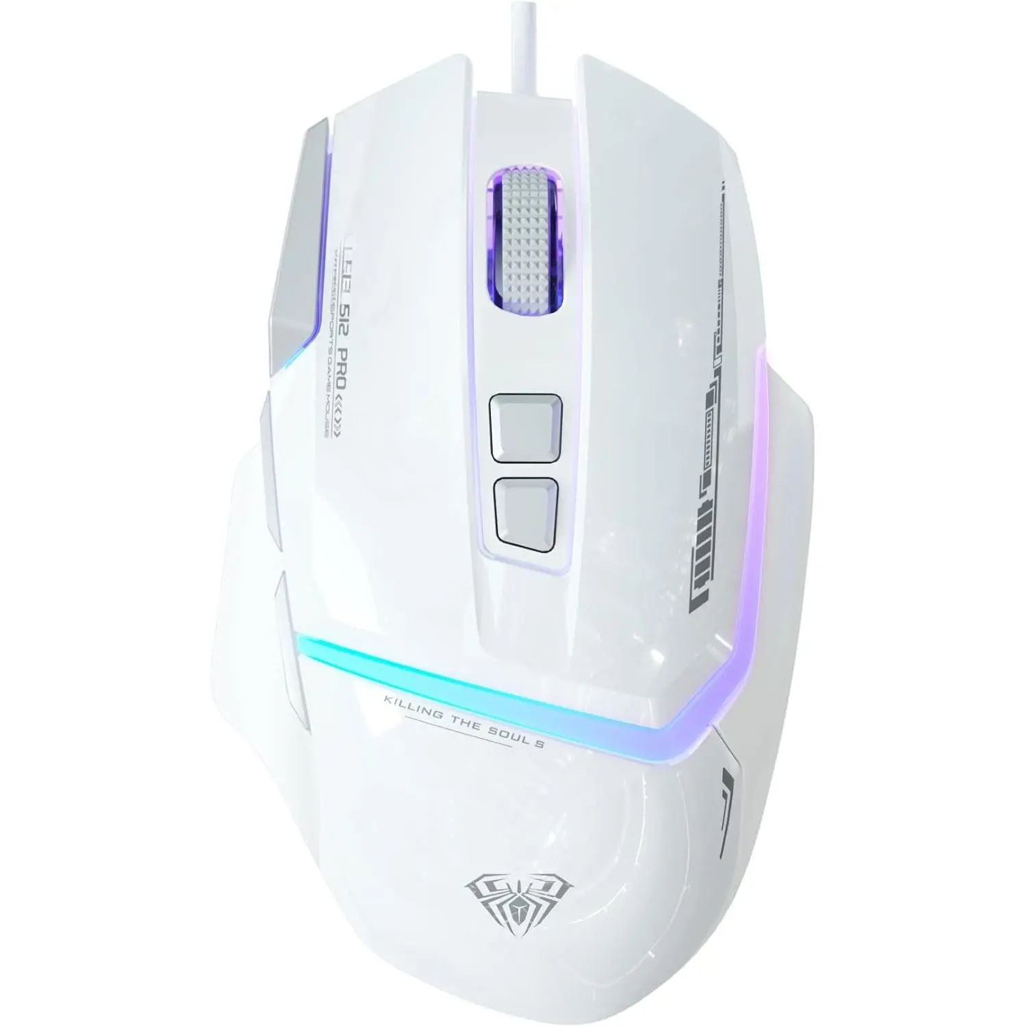 S12Pro White Wired Gaming ,12800 DPI Optical Gamer  with RGB Backlit,8 Programmable Buttons,Software Supports DIY Keybinds Rapid Fire Button