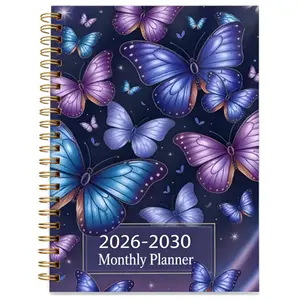 2026-2030 Monthly Planner/Calendar - January 2026 to December 2030, 5-Year Monthly Planner, Blue Butterfly Themed Cover Design Notebook, Yearly Calendar Planning, Monthly Tabs, 60-Month Calendar, 5.5 x 8.3 inches, Thickened Paper, Elastic Cover, Durable D