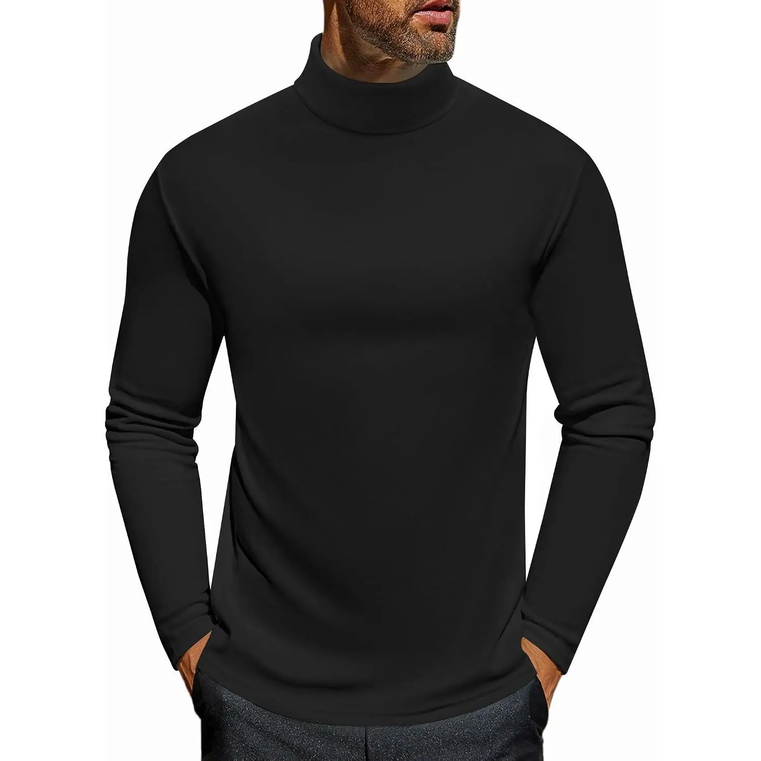 Men's Turtleneck Long Sleeve Turtle Neck Shirts Basic Lightweight Undershirt Thermal Pullover Sweater S-XXL