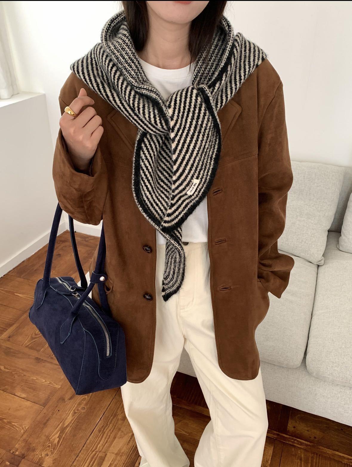 Single Color Cashmere Scarf, Thick Wool Knit Shawl, Fluffy Soft Scarf, Lazy Style, Versatile Korean Aesthetic, Unisex, Fall & Winter