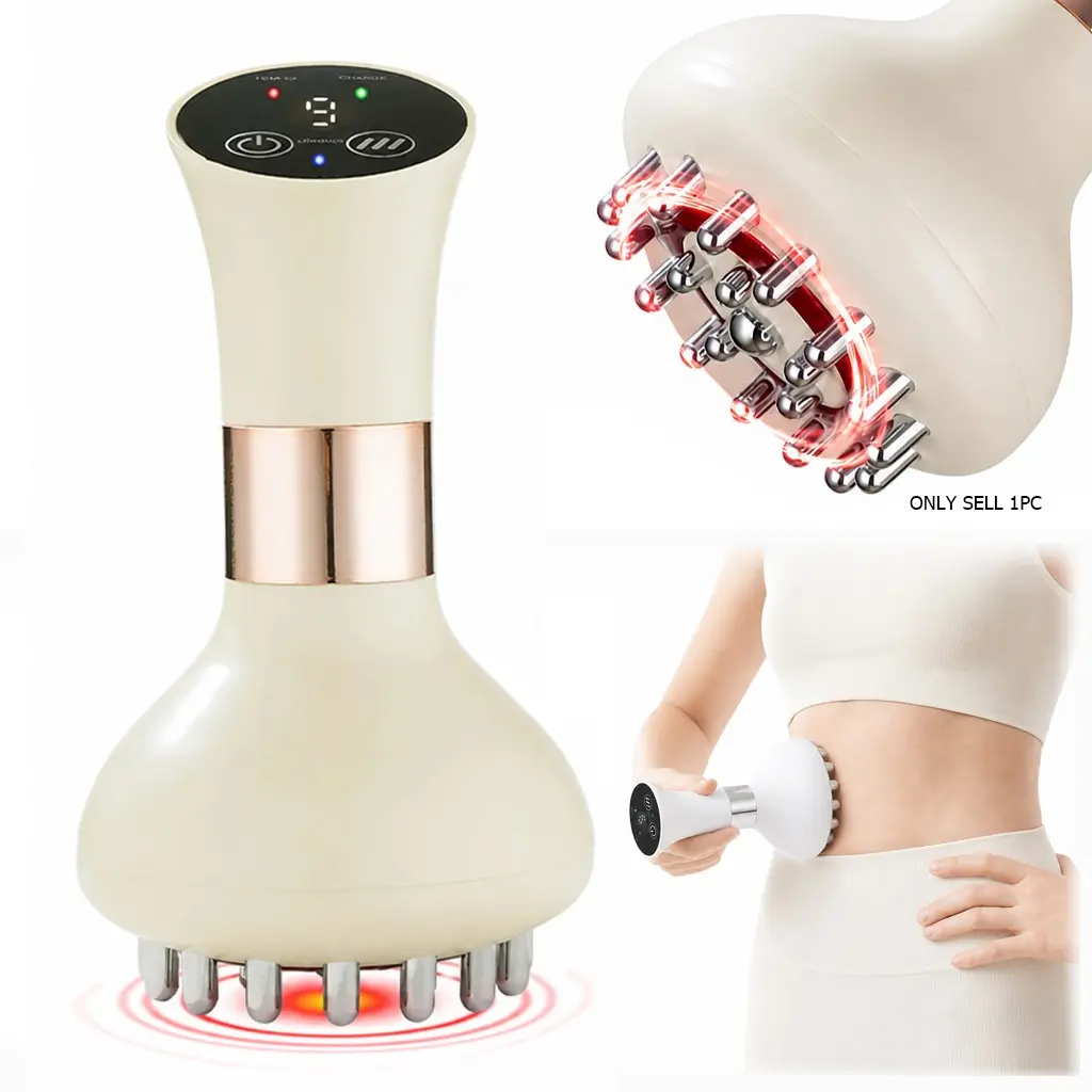 Lymphatic Massager, Wireless Body Sculpting Massage Tool, Lymphatic Drainage Tool, Red Light Heating Gua Sha with 9-Level Heating & Vibration, Suitable for Abdomen, Neck, Legs and Arms