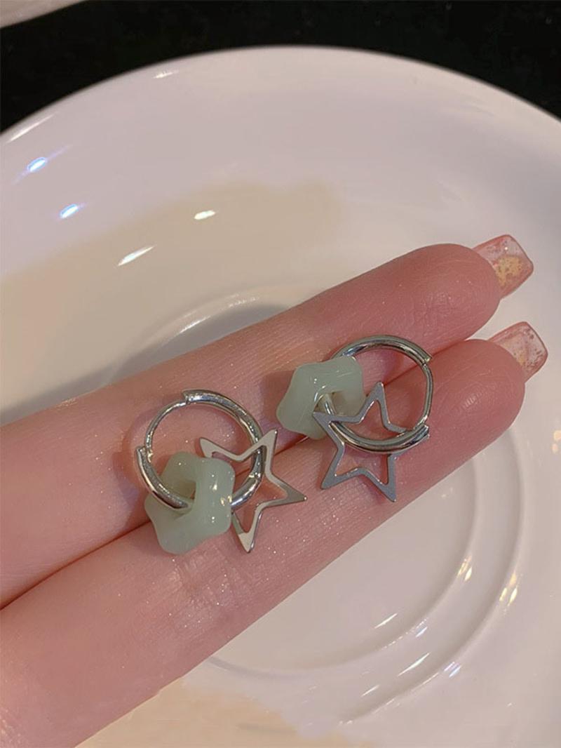 Temperament Hollow Out Star Design Dangle Earrings, Hoop Earrings, Elegant Exquisite Ear Jewelry for Women, Fashion Accessories for Party, Daily Clothing Decor
