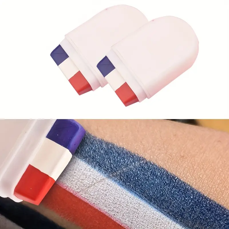 Unisex Red, White, and Blue Face & Body Paint Sticks - 2 Pieces Smooth Glide Set, Blue, White and Red Face Paint 2 Pieces for Sports Fans, Beauty & Personal Care Body Makeup Products