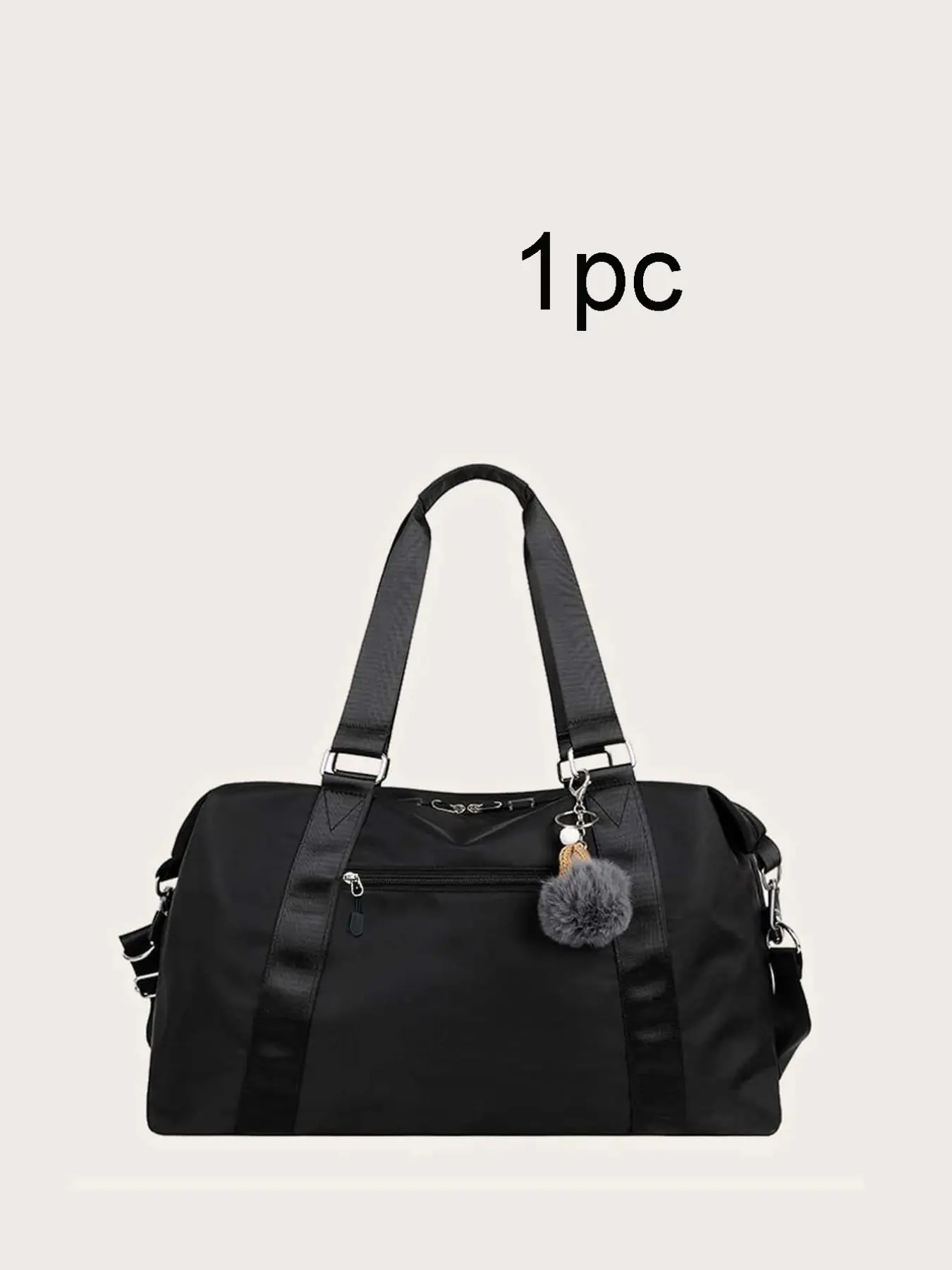 Large Capacity Travel Bag, Lightweight Luggage, Fashionable Sports Yoga Bag, Pom-Pom Decor, Shoulder Crossbody, Ideal for Travel and Fitness