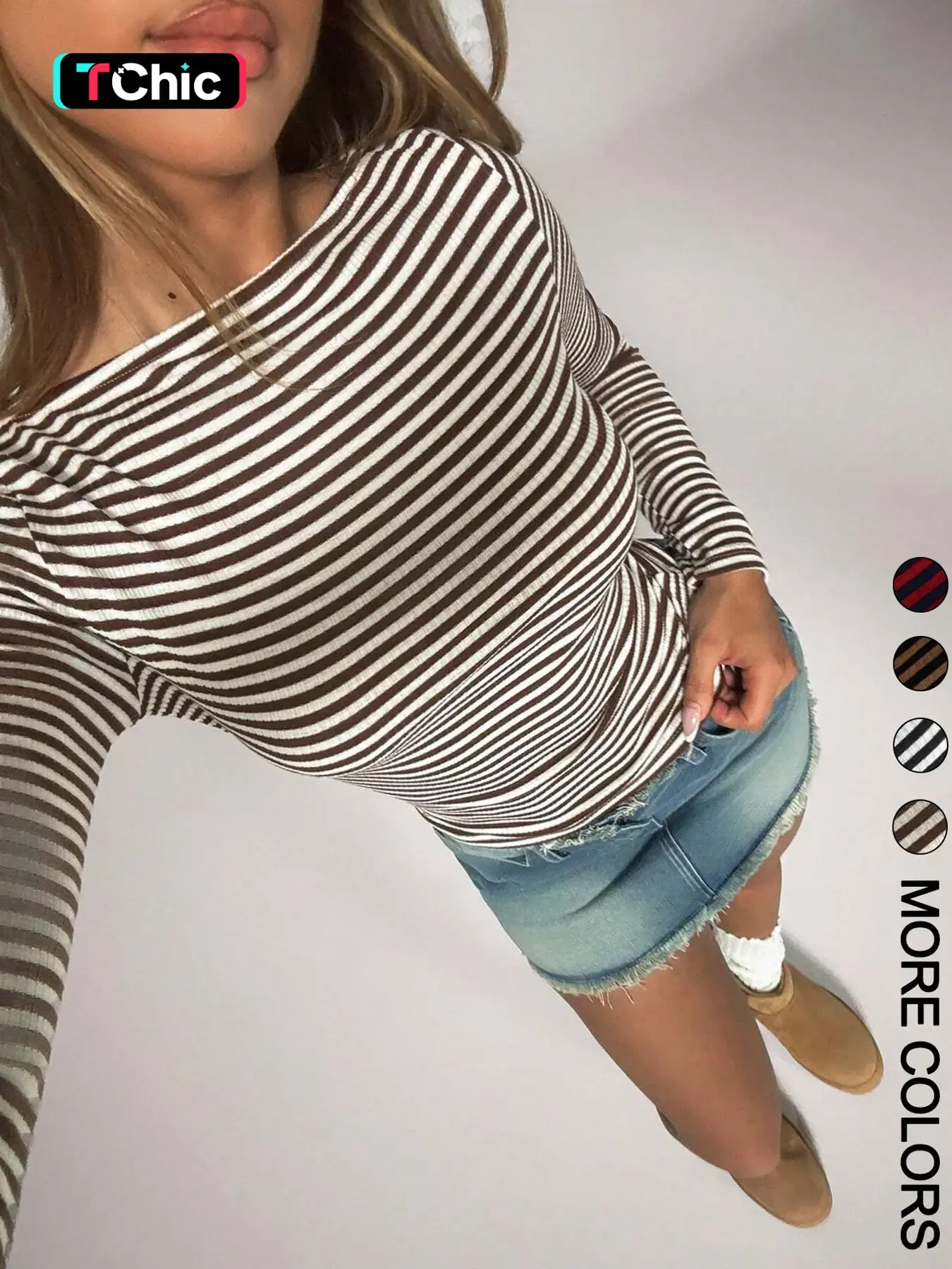 Valentine's Day Women's Casual Striped Knit Slim Fit Long Sleeve T-Shirt, Comfortable Ladies Top for Daily Wear, Stylish and Versatile Design