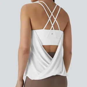 Halara Double Straps Pleated Quick Dry Yoga Cami Top