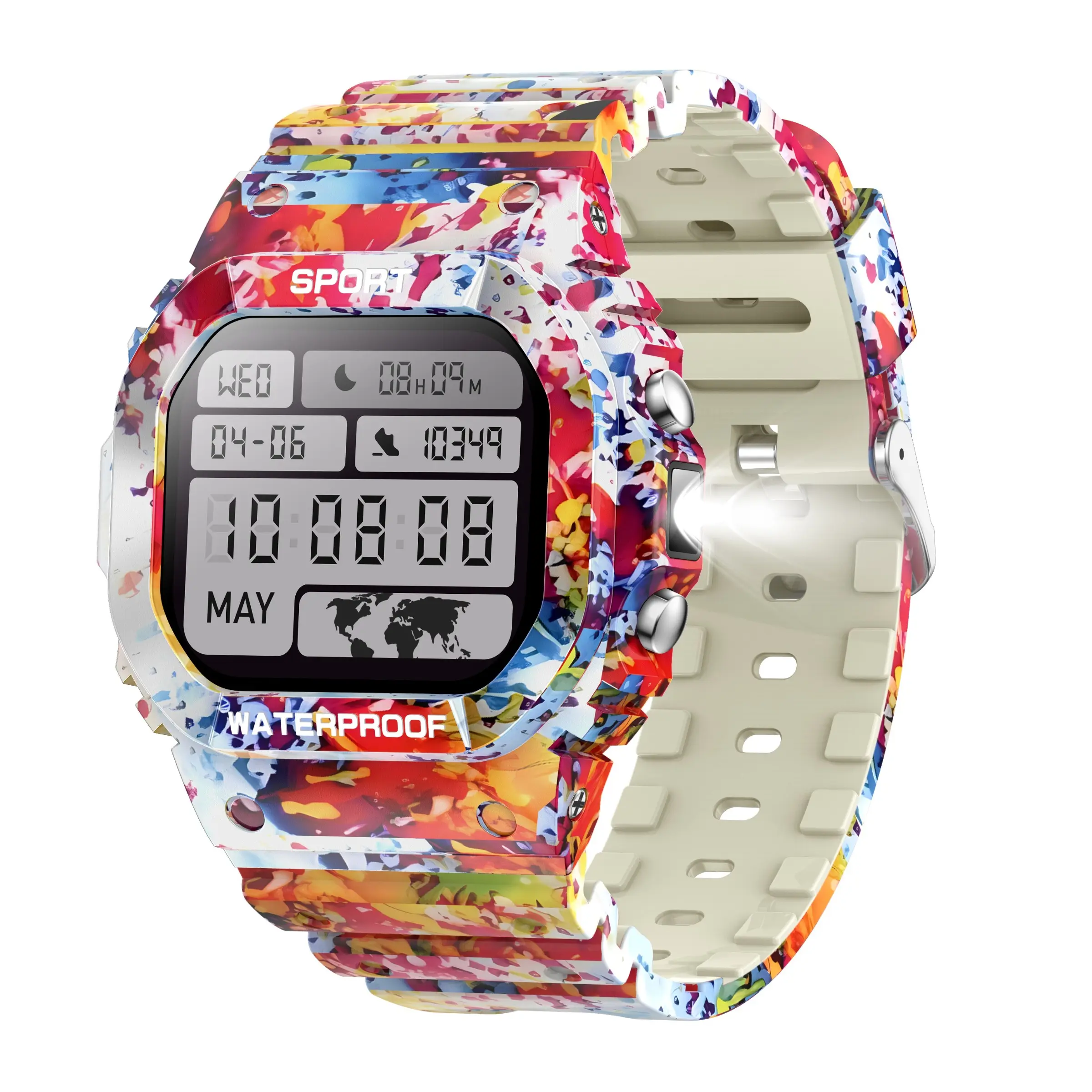 Outdoor Smart Watch 1.75 Inch Screen, 300mah Battery, IP68 Waterproof, Bluetooth-compatible Connectivity, Pedometer, Step Counter, Calorie Tracker, Multiple Sport Mode, Fitness Tracker Smartwatch, Social Media SMS Notification