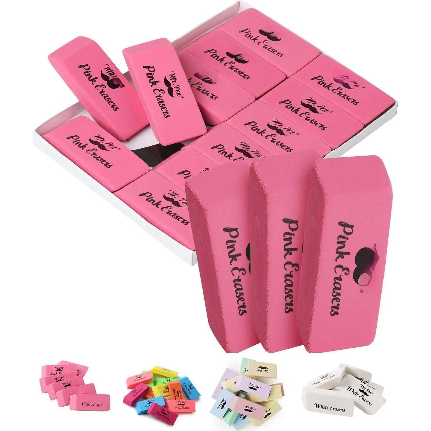 -  cil Eraser, 12 Pack | Large Latex Free Block Erasers for School, Office, Art Sketching, Homework, Exams, Clean Smudge-Free Correction