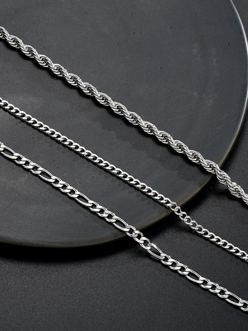 Men's Simple Plain Stainless Steel Link Chain High Quality Bracelet, Casual Fashionable Jewelry for Party, Daily Clothing Decor, Trendy All-match Elegant Jewelry Bracelet for Birthday Gift Couples Gifts, Stackable Bracelets Stack, Snake Chain Bracelet