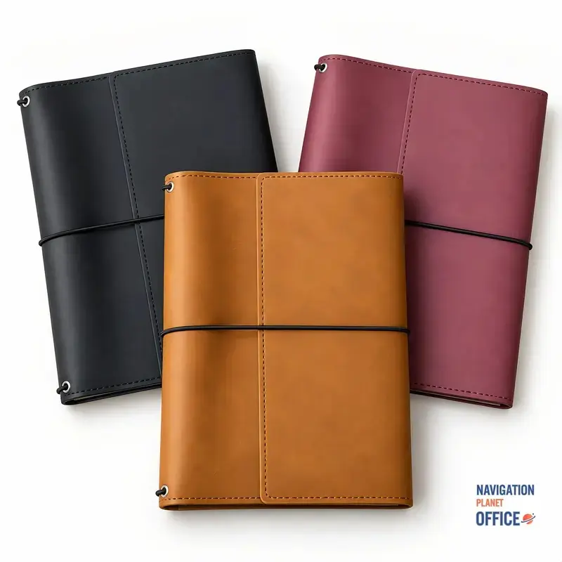 1pcs A5 Leather Notebook Cover, Trifold Journal Cover with Elastic Closure, Fits A5 Inserts, Travel Planner Cover Only