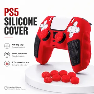 PS5 Controller Silicone Skin Cover with 8 Thumb Grip Caps, Non-Slip Grip, Scratch-Resistant Protective Case for DualSense Controller