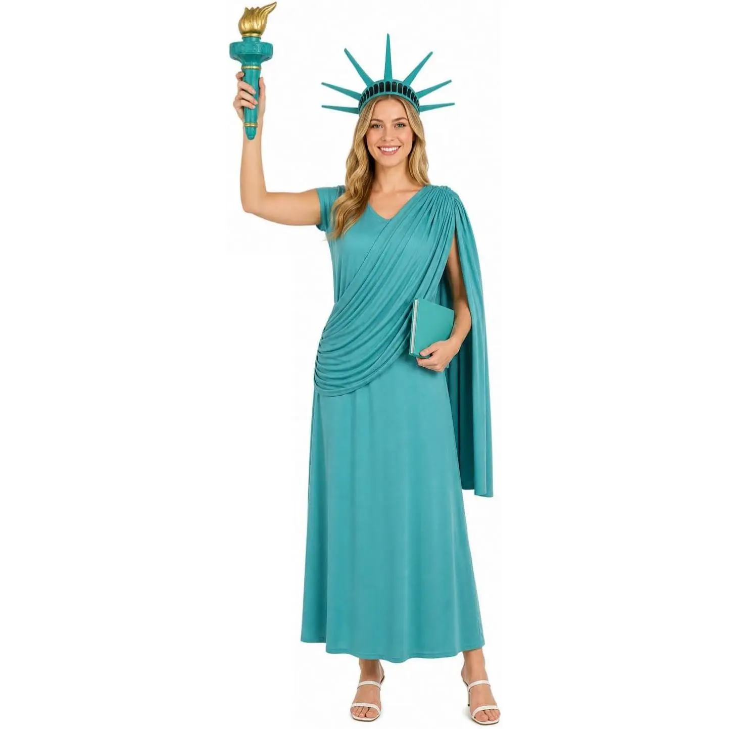 Adult Statue of Liberty Costume Set for Women | Women's Dress, Includes Crown & Torch