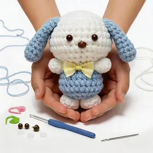 Crochet Kit for Complete Beginners - DIY Starter Kit to Make a Cute Puppy | Step-by-Step Video Tutorials for Easy Learning | Creative Craft  for Christmas, Adults, Teens (Sky Pup)