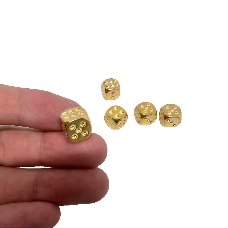 Set of 5 Handmade Solid Brass Dice — Polished Tabletop Gaming Dice, Durable Brass Material; Ideal for Bar Accessories and Creative Gifts (Action Game Style)