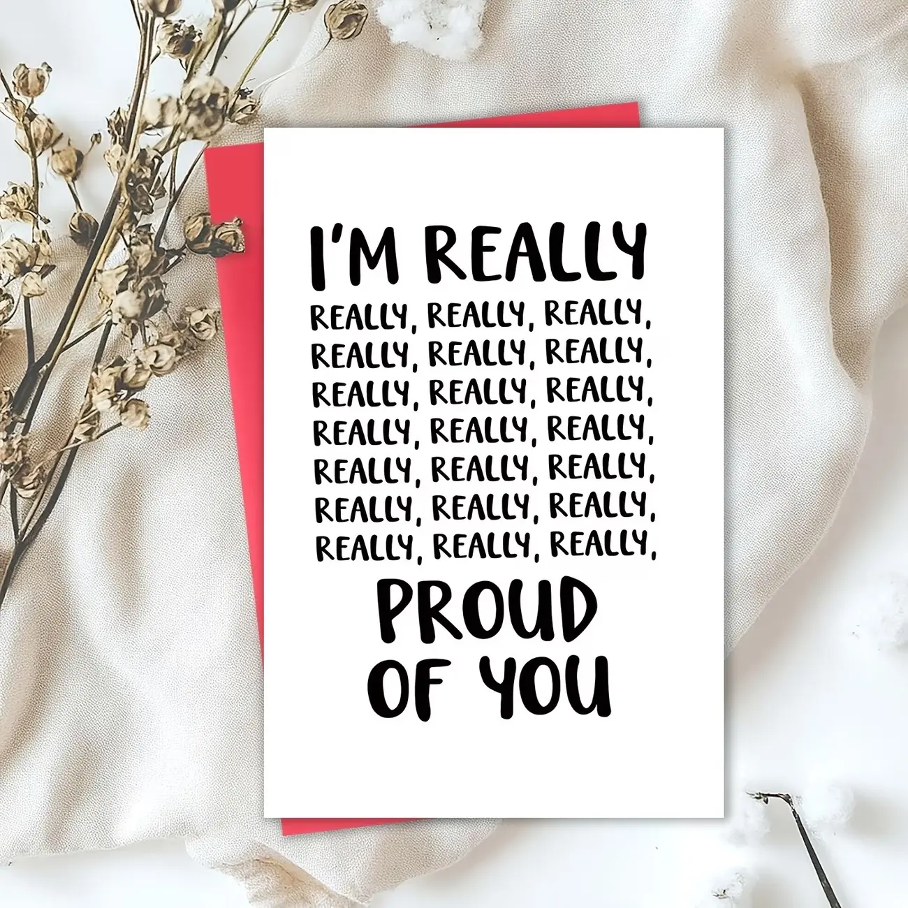Heartfelt Congratulations Greeting Card, Minimalist Typography Design, Emotional Encouragement Gift, Includes Envelope, Perfect for Achievements