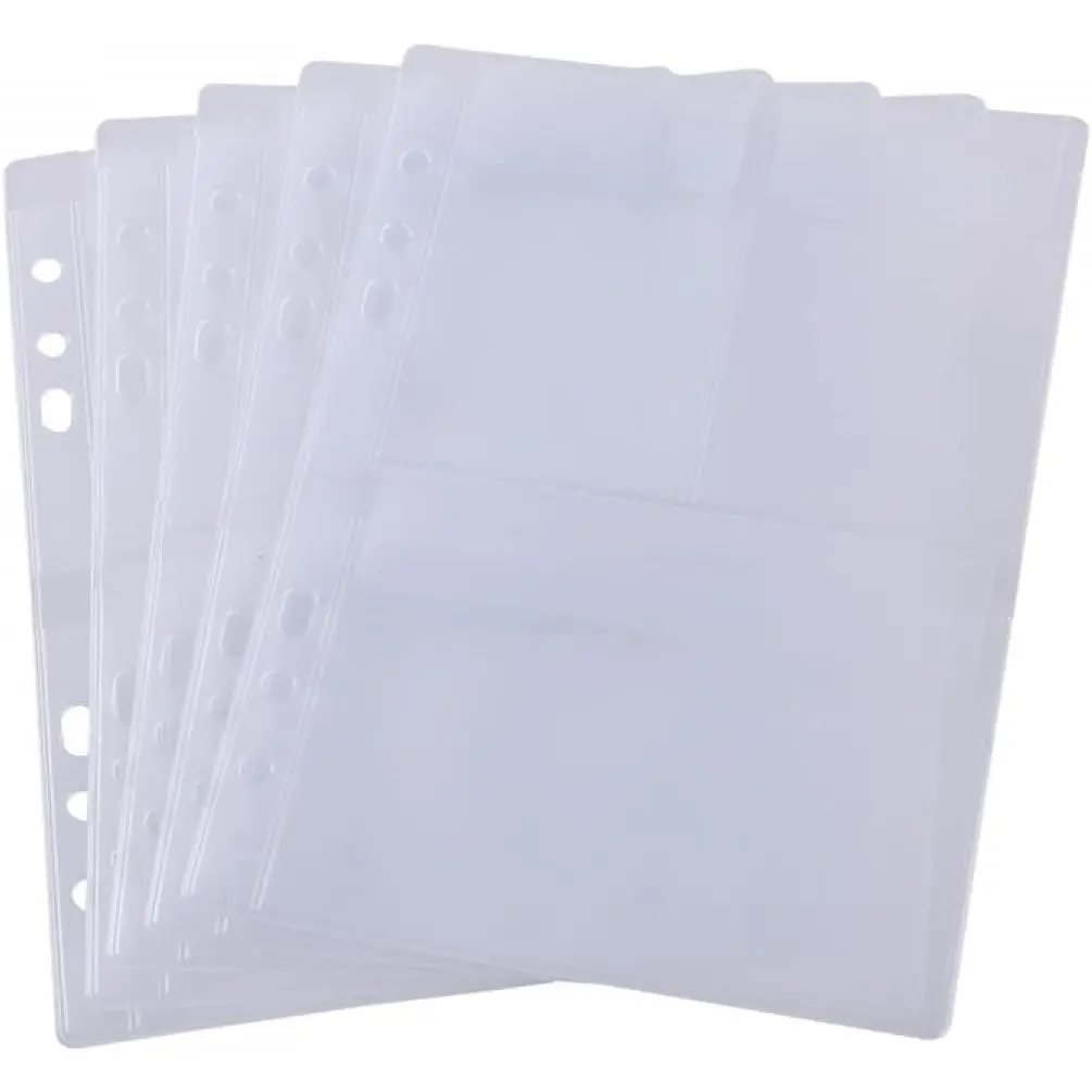 10 Pack A5 Size Plastic Binder Pockets,6 Holes  PVC Folders Loose Leaf Bag forBudgeting Loose Leaf Bags Planner Insert Pouches Photo,Document,  &  Storage Bills Organizer