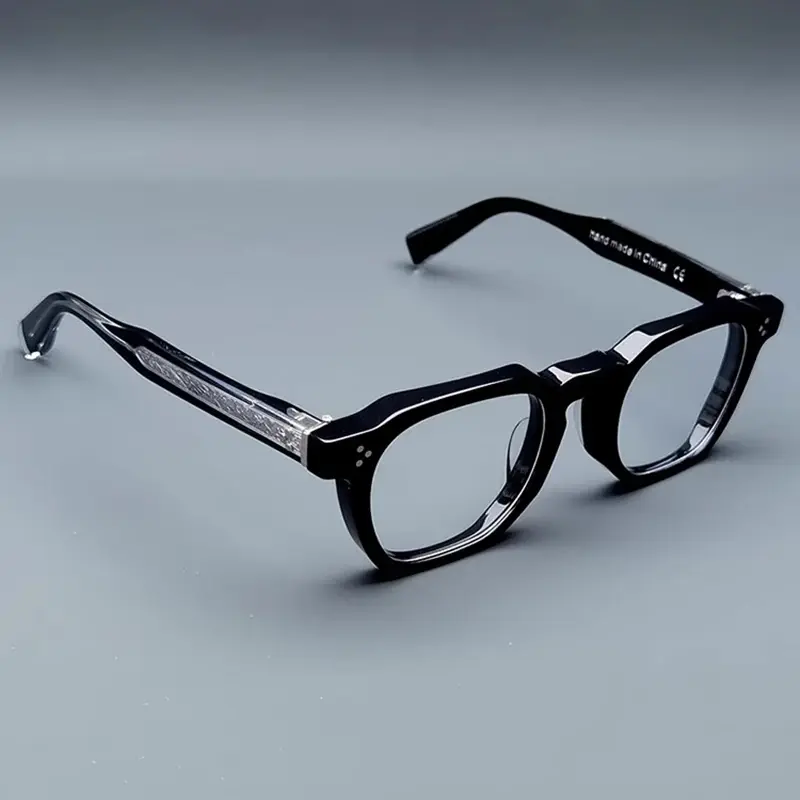 Retro Square Acetate Glasses Frame - Japanese Vintage Style Thick Frame Eyewear for Men & Women