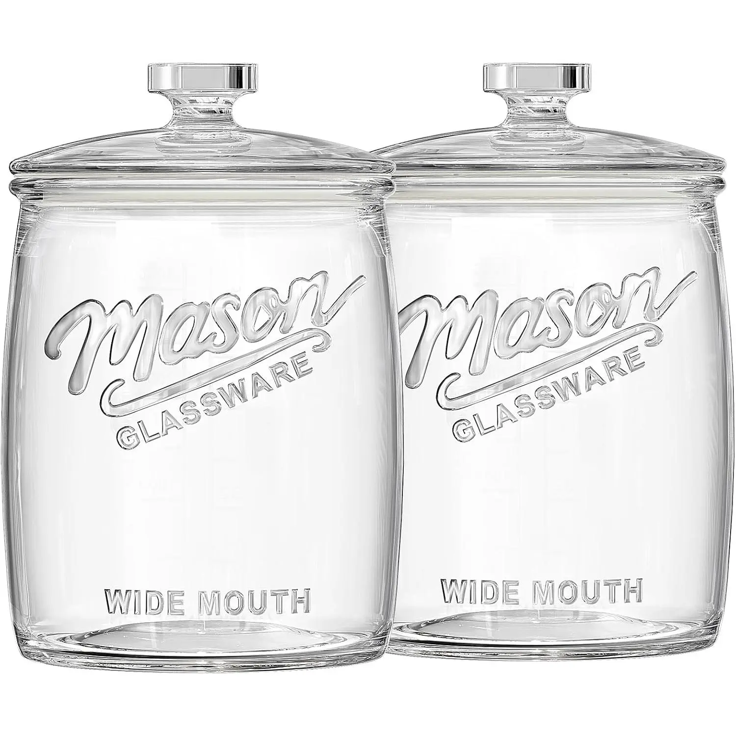 1 Gallon Glass Cookie Jar with Airtight Lid, 2 Pack