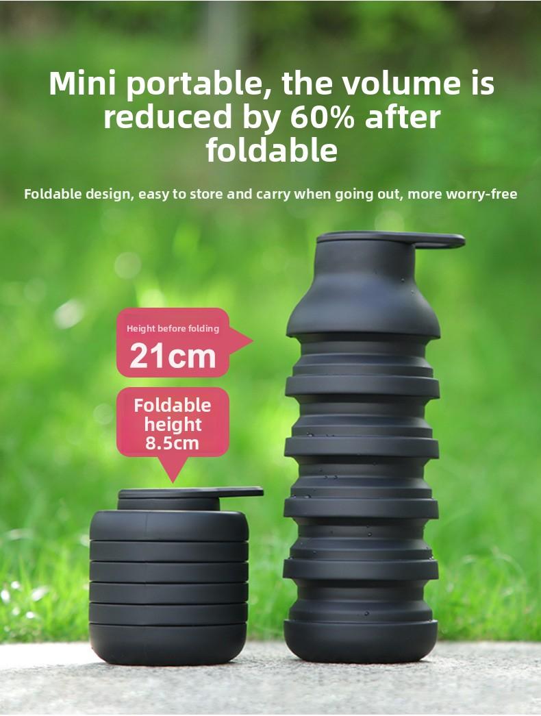 Creative Silicone Foldable Cup Outdoor Travel Sports Water Bottle Portable Thin Cycling Mug, Durable Leak-Proof Design