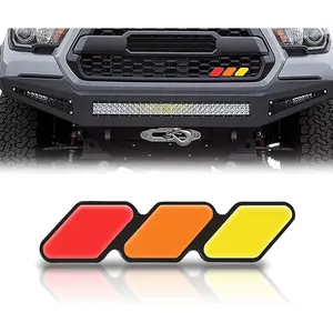 1 PC Tri-Color Grille Badge Emblem Decoration Accessories Compatible with Tacoma 4Runner Tundra Sequoia Rav4 Highlander, Grille Insert Trims (Yellow & Orange & Red)