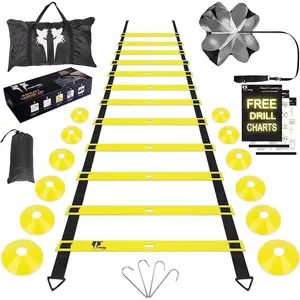 20ft  Agility Ladder for Men Women and , Speed Youth Soccer Agility  Equipment for Football, Exercise, Tennis,  Workout with Speed Parachute and Carry Bag
