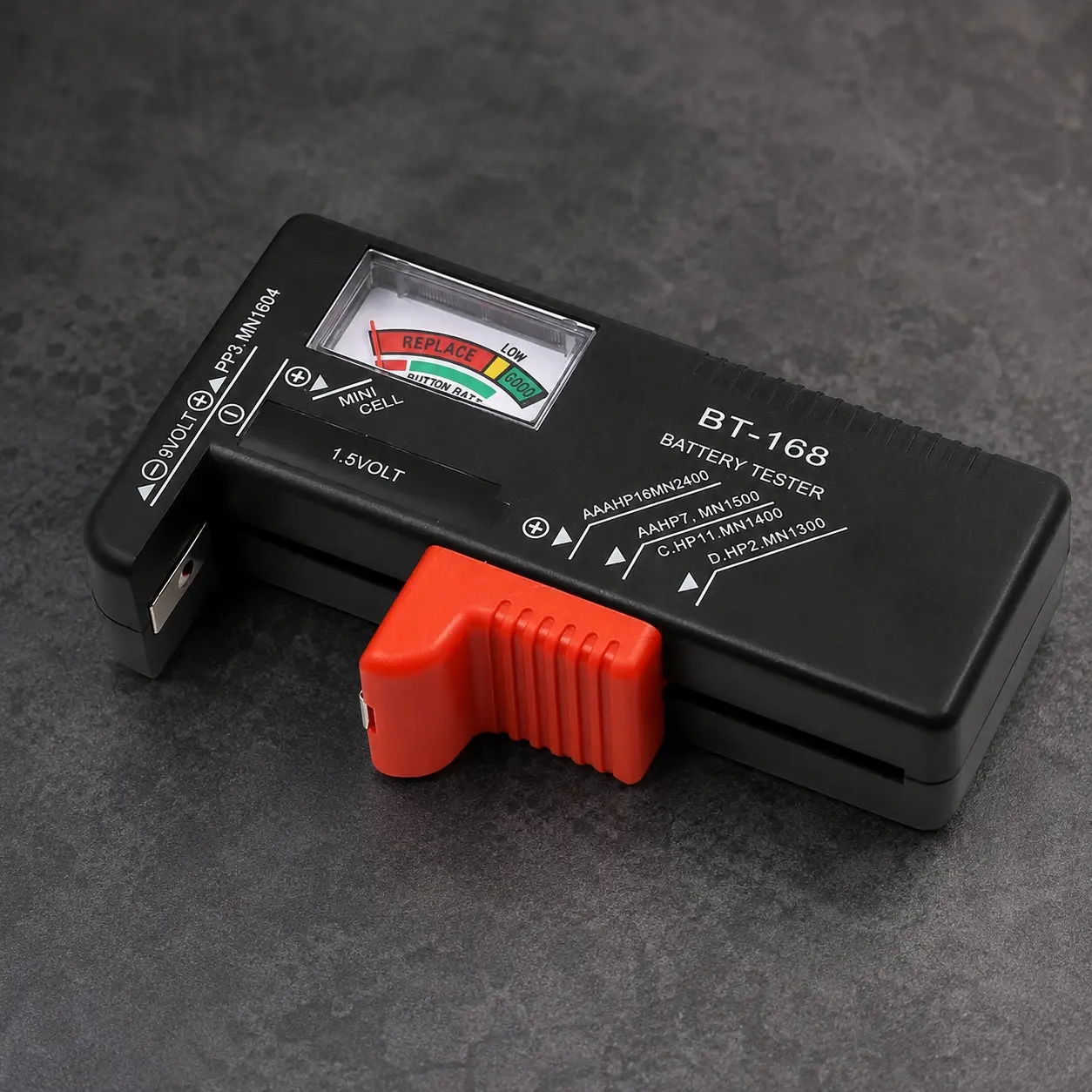 Portable Universal Battery Tester: Analyzes AA AAA C D 9V 1.5V & 3.7V Li-ion 18650 Cells. Fast Diagnosis for Home Electronics, Lithium Battery Health Check, Button Cell Performance Meter. Durable, No Power Required.