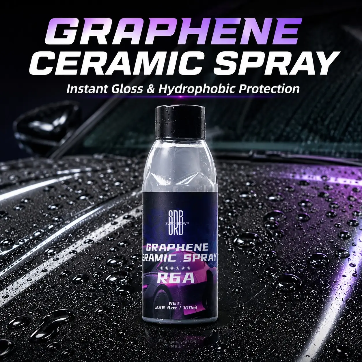 Graphene Ceramic Coating Spray, High-End Hydrophobic Finish, Quick Gloss Boost, Smooth Anti-Dirty, Car Care for Sedans Suvs