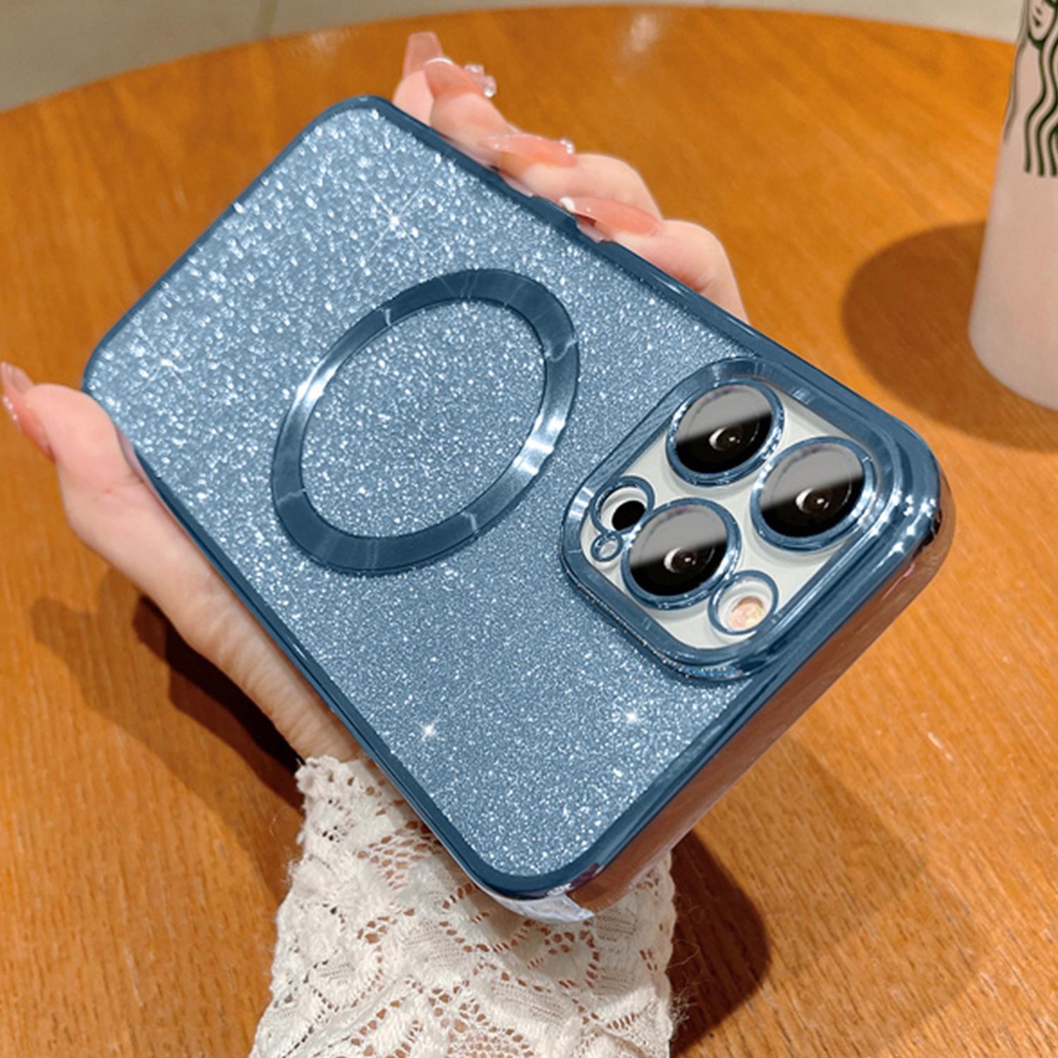 MagSafe Case For iPhone 16 Pro Max 15 14 13 Compatible with Magnetic Charging Bling Glitter Case Plating Bumper with Camera Lens Cover
