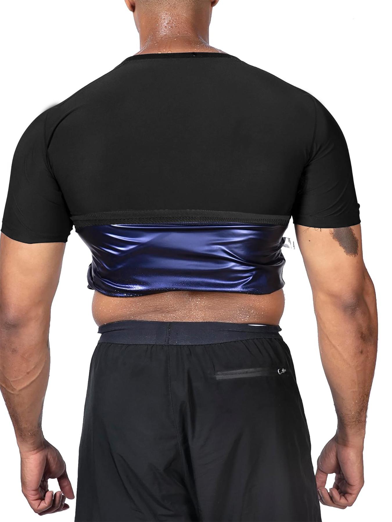 Sauna Sweat Suits Shirt Waist Trainer for Men, Compression Vest for Workout and Gym, Short Sleeve Sweat Enhancer for All Seasons, Sports Sauna Top
