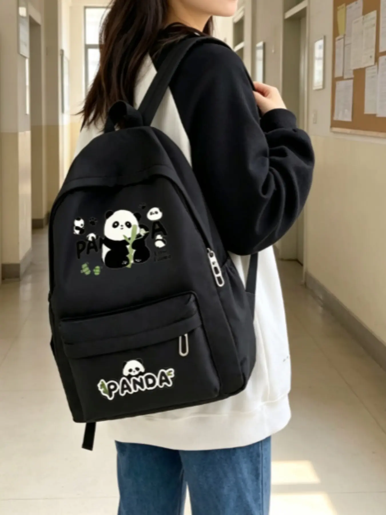 Panda Print Backpack, Casual Travel Bag, Large Capacity Unisex Backpack, Back-To-School Essential, Laptop Backpack, Adjustable Straps, School Backpacks