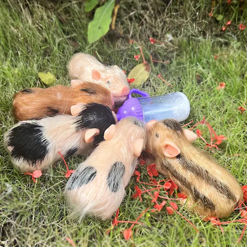 12CM  5 Styles Cute Mini Full Body Silicone Piglet Dolls With 3 Sets Mini Outfits For Each Lovely Piglet Doll Hand-Rooted Hair Waterproof Reborn Dolls For Kids' Toy And Holiday Gift