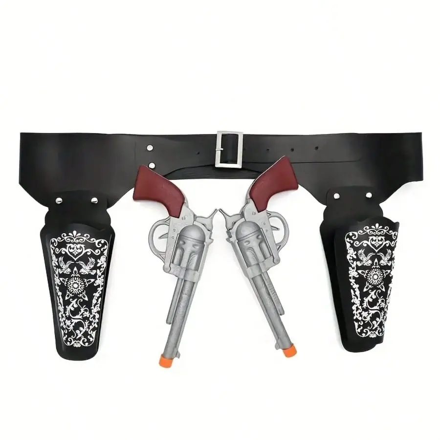 Adult Western Cowboy Costume Set, Includes Revolver Gun and Belt, Perfect for Halloween, Carnival, and Western Theme Parties