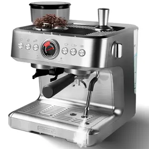 20 Bar Espresso Machine with Built-In Grinder, 30 Grind Settings, 96 oz Water Tank, 1500W, Silver