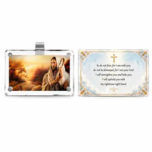 3-in-1 Lenticular Jesus Card with Magnetic Acrylic Frame – Christian Gift, Car Visor Display, Fridge Magnet, Desk Decor