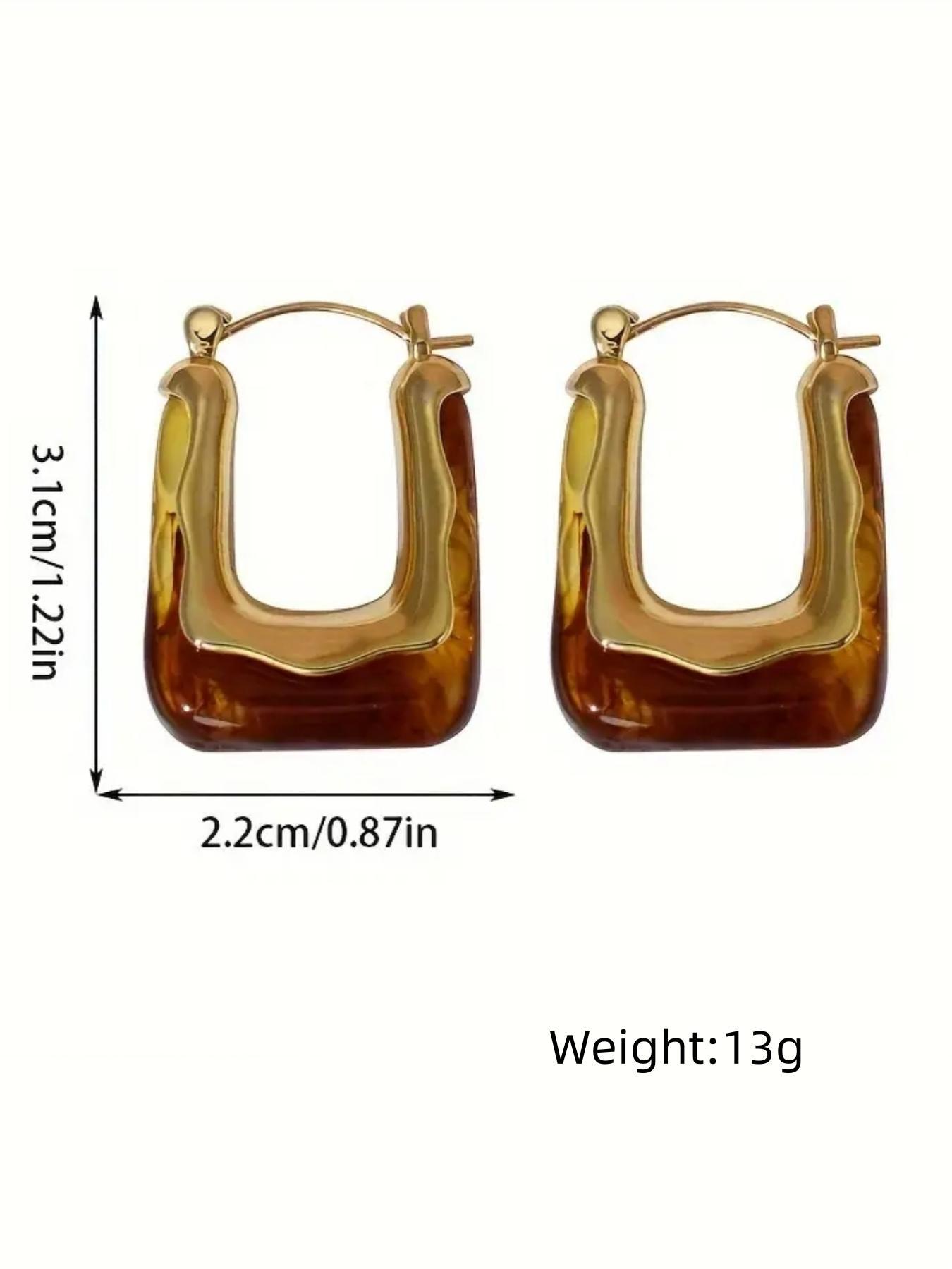 Vintage U-shaped Earrings, Gold Plated Hoop, Fashionable Earrings for Women, Trendy All-match Fashion Jewelry for Party Wear, Exquisite Birthday Gift, Lightweight Chunky Hoops, Stylish Jewelry, Fashionable Jewelry Accessories