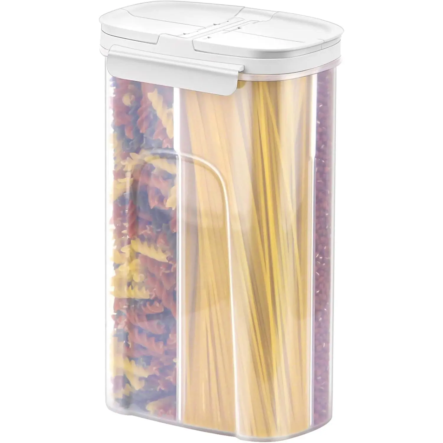Storage Jars Canisters with -in partition / 4 compartments for Spaghetti Pasta Noodles Cereal - White