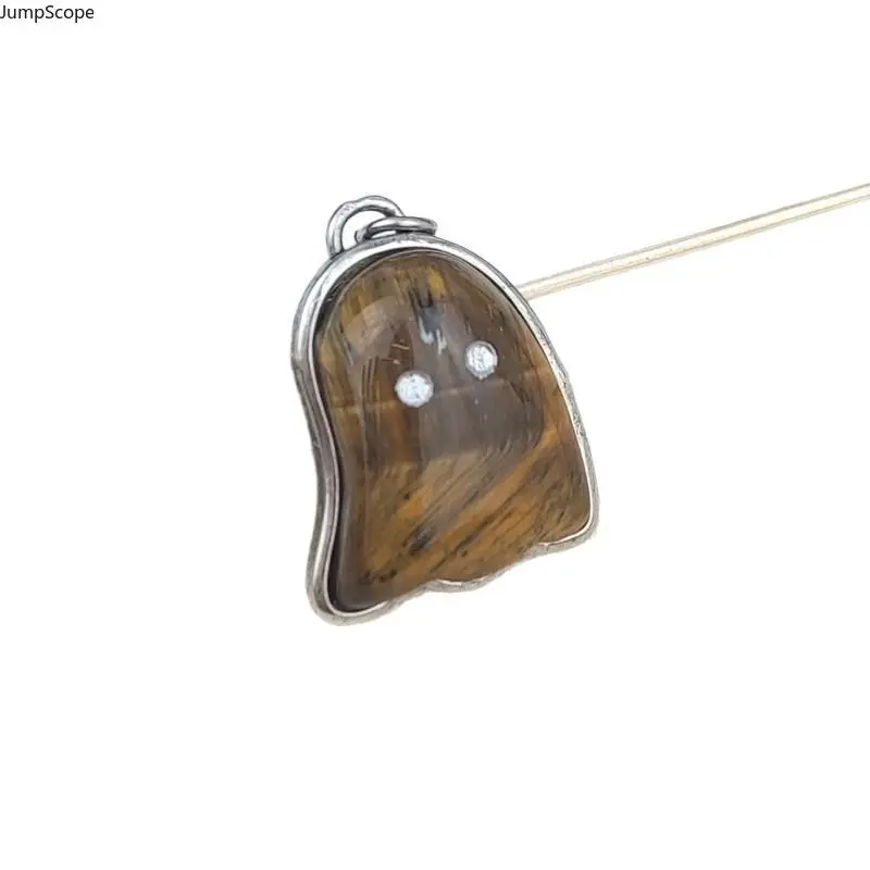 Natural Crystal Ghost Charm, Viral Halloween Mini Ghost Pendant, Polished Gemstone Ghost Dangle Charm, Multi-Type Healing Crystal Ghost Bead Pendant For Jewelry Making, Gothic Cute Stone Accessory For Necklace DIY Halloween Gift