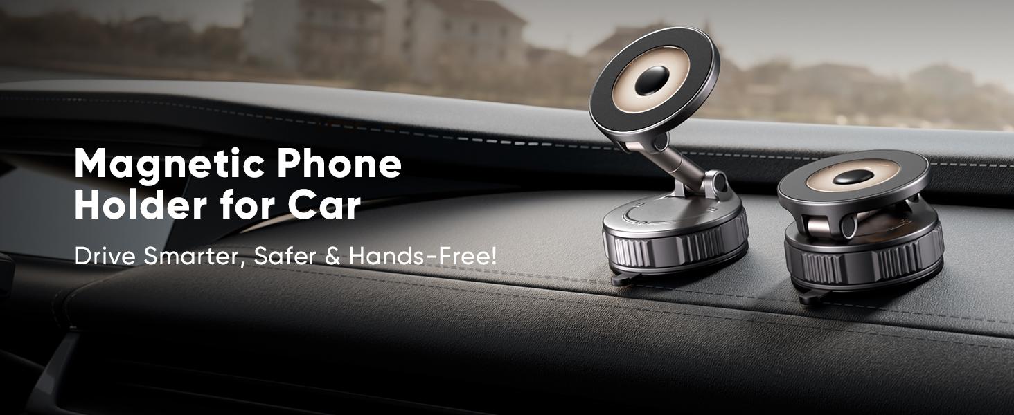 Car phone bracket, Magsafe car phone bracket [upgrade strong attraction and magnetism] 360 adjustable magnetic car phone bracket, suitable for iPhone and Android Android.