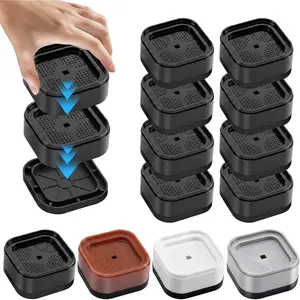 8 Pack Adjustable Heavy Duty Square Stackable Furniture Risers, Lifts Height 1 or 2 Inch for Desk Leg Table Couch Sofa Chair Bed Frame Dorm, Black
