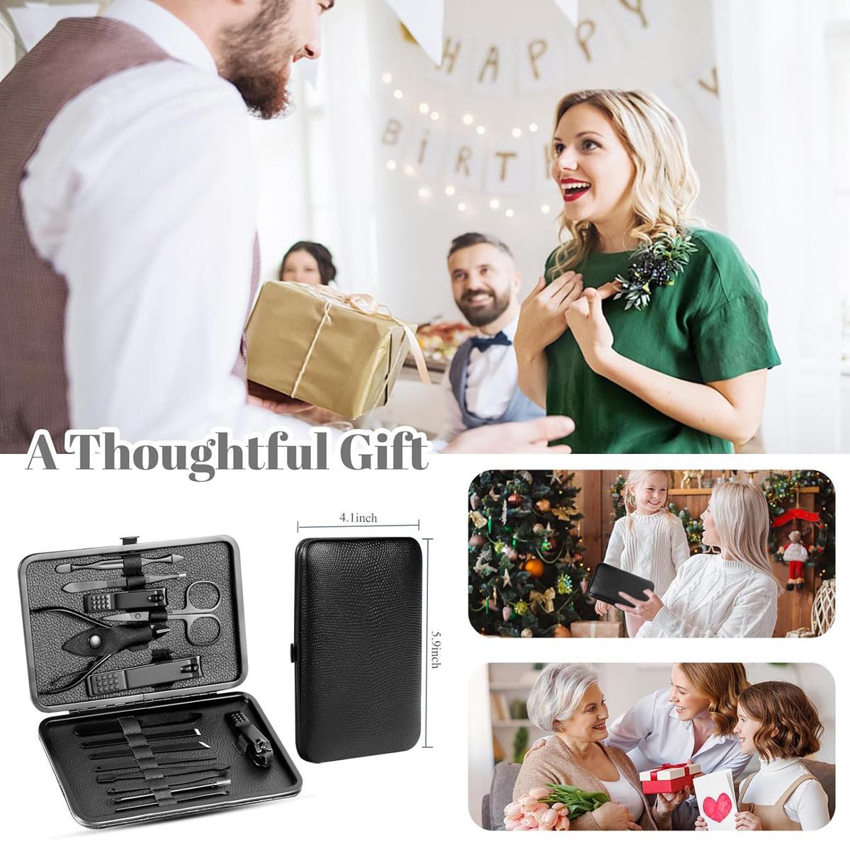 24Pcs Stainless Steel Nail Clipper Set with Storage Case,Stainless Steel Nail Clipper Kit,Professional Manicure & Pedicure Tool Set,Nail Cutter Kit Wallet,Nail Care Tool for Home & Travel, Body Care Products, Nail Supplies,Chrismas Gift New Year Gift