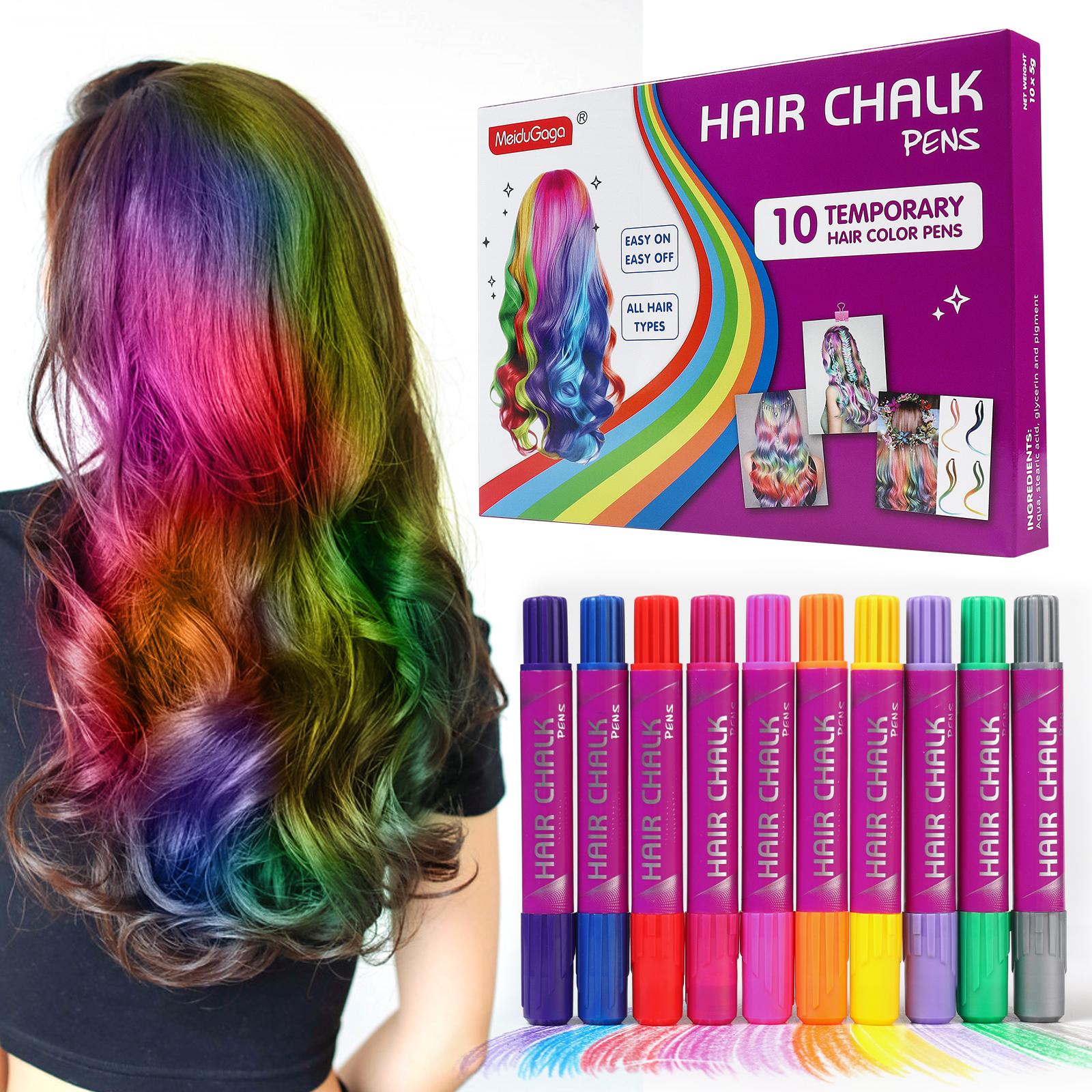 10 Pack Hair Chalk Temporary Bright Hair Chalk PayUSD Chalk Comb Temporary Hair Color Dye for Girls Kids  main image 2