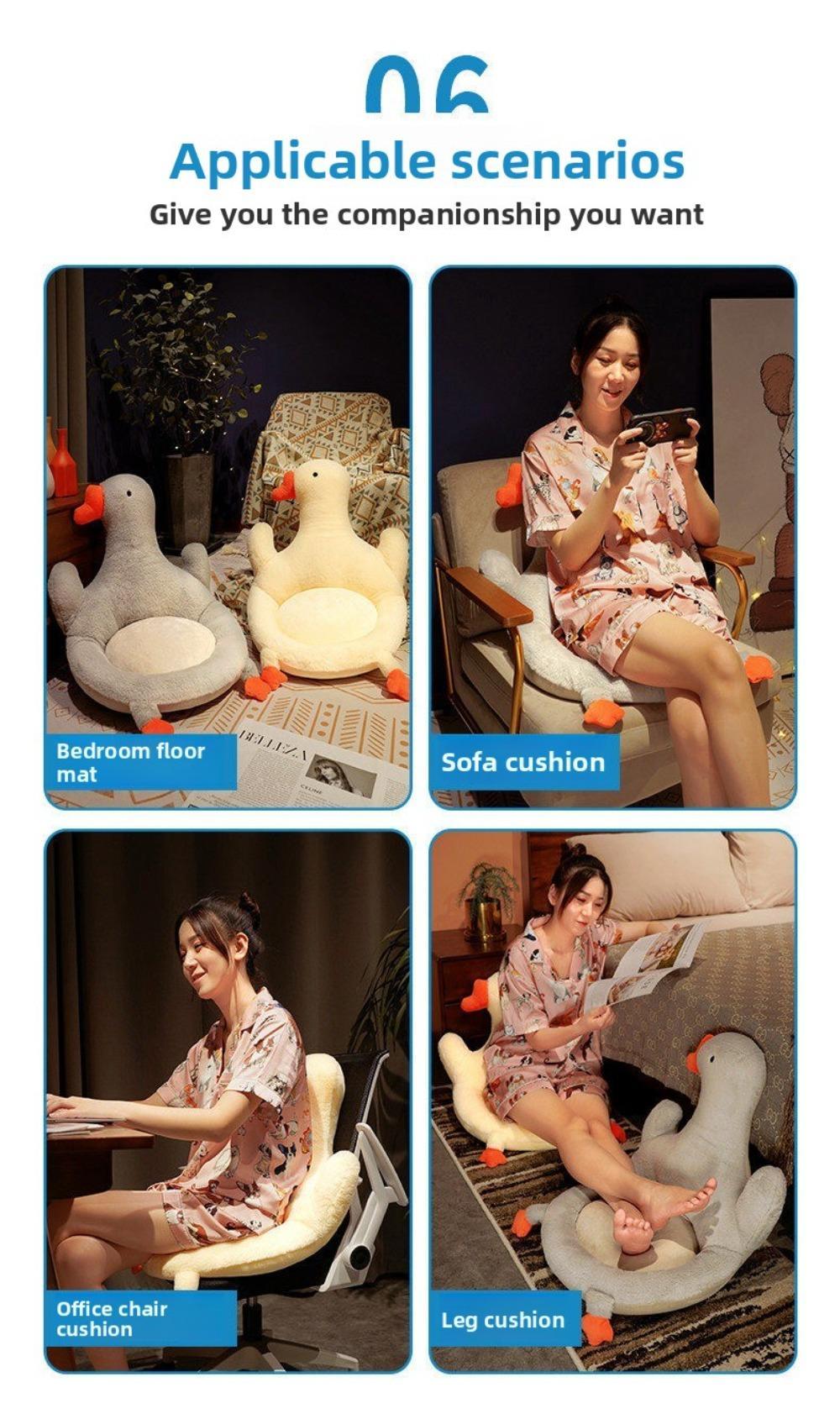 Cartoon Design Big White Goose Cushion Integrated Design Backrest Cushion Office Cushion Thickened Student Cushion