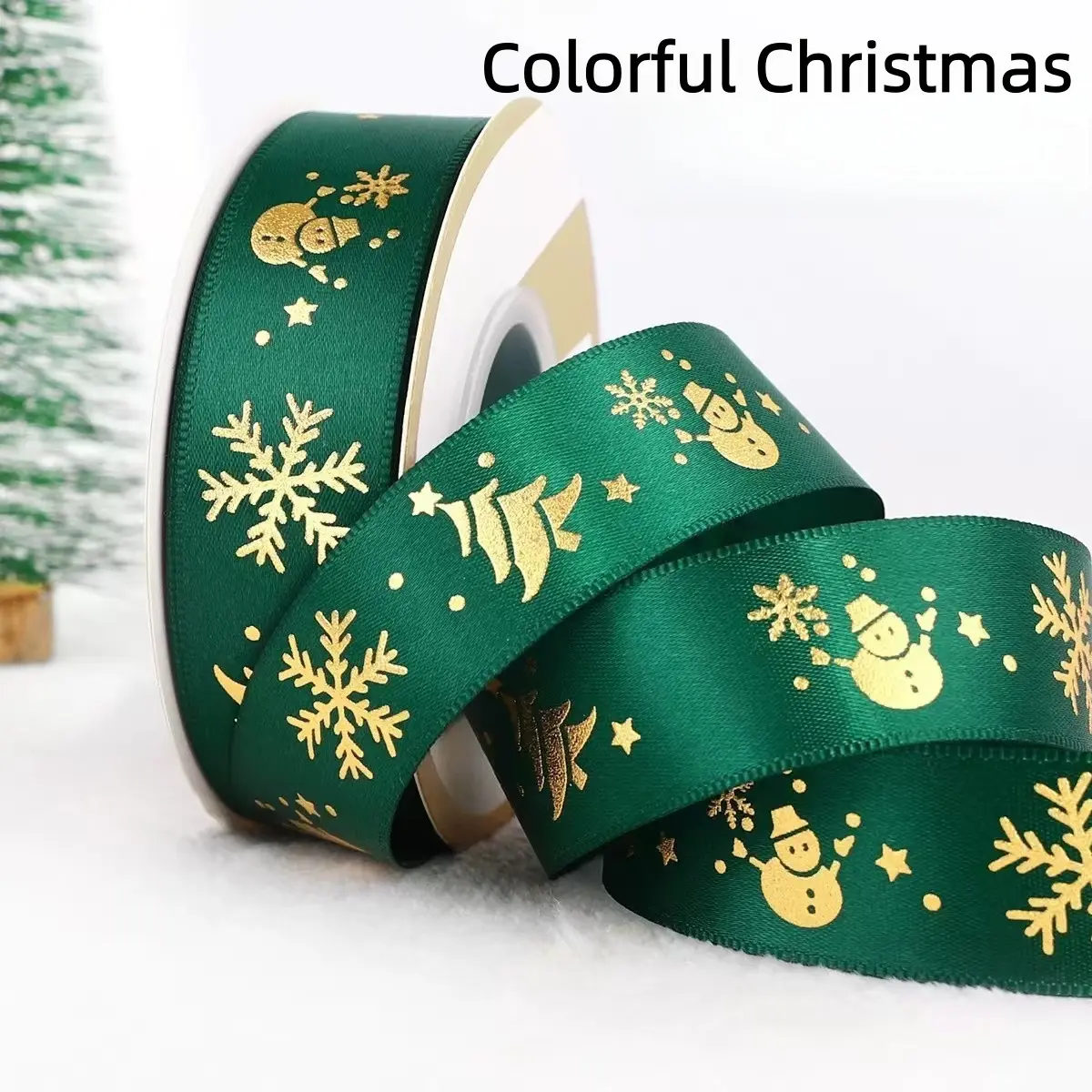 Wide 2.5cm Christmas Ribbon Cake Bouquet Decoration, Ribbon Bow for Christmas Gift Box Packaging, Festive Holiday Decorations