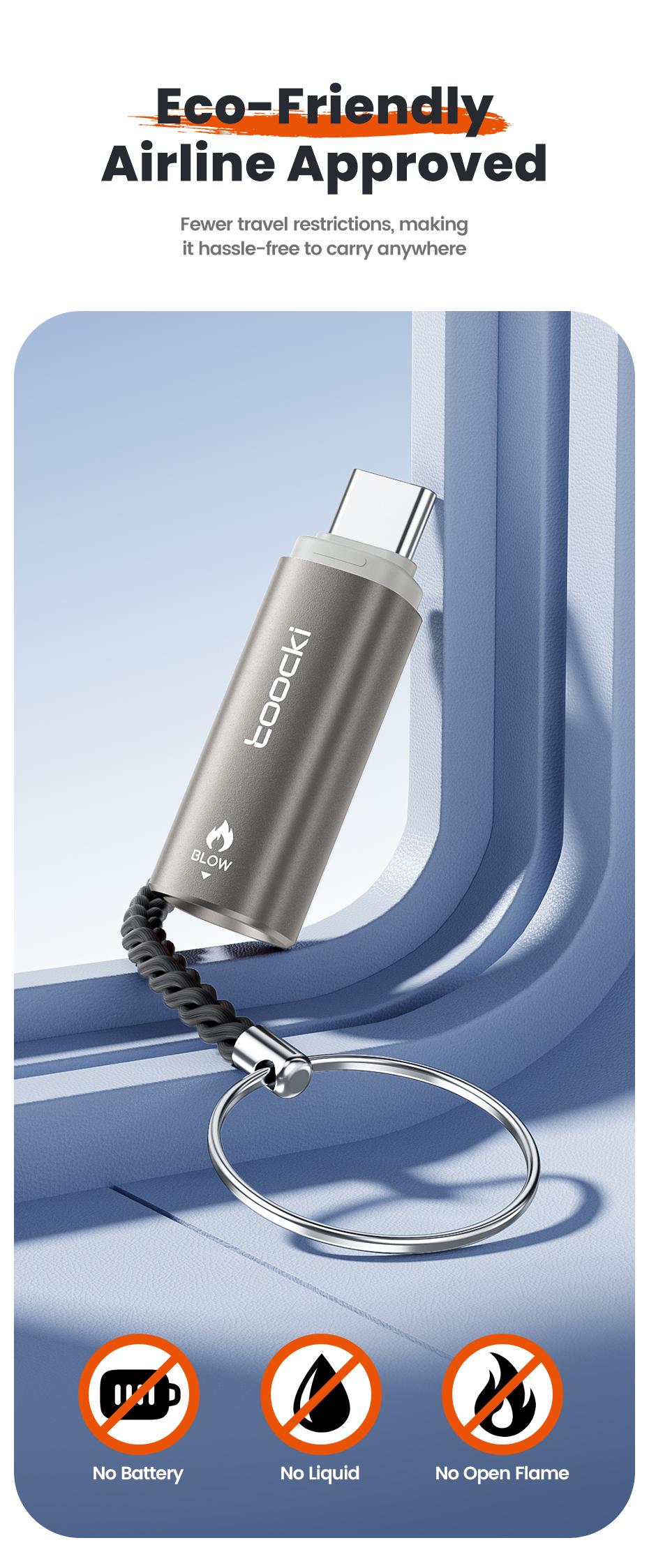 Toocki TG13/14 Type-C Mini Electric Lighter Plug&Play Blow to Light Mobile Cigarette Lighter Flameless Windproof Fast Ignition